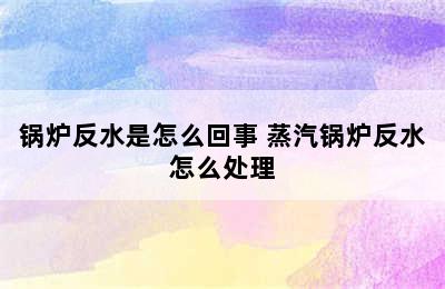 锅炉反水是怎么回事 蒸汽锅炉反水怎么处理